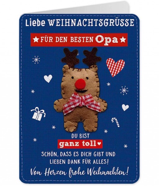 Weihnachtskarte - Klappkarte X-Mas Gute Wünsche - Für den besten Opa