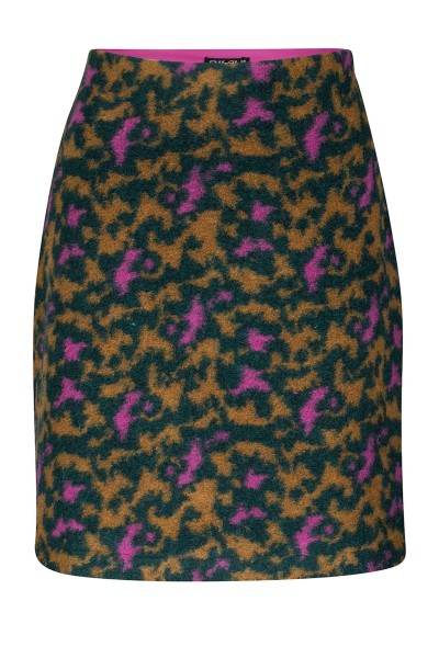 Zilch - Rock Skirt - Wollrock - fauna mustard - Muster senf dunkelgrün pink