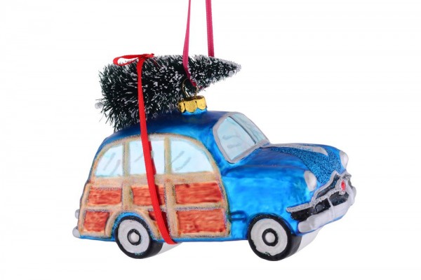 Gift Company - Weihnachtskugel Christbaum-Anhänger - Car X-Mas Tree - Auto Weihnachtsbaum rot blau