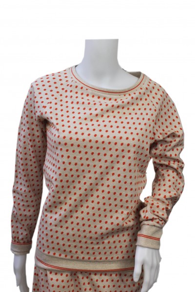 UVR Connected - Loraina - Pullover Langarm-Shirt - creme orangerot gepunktet