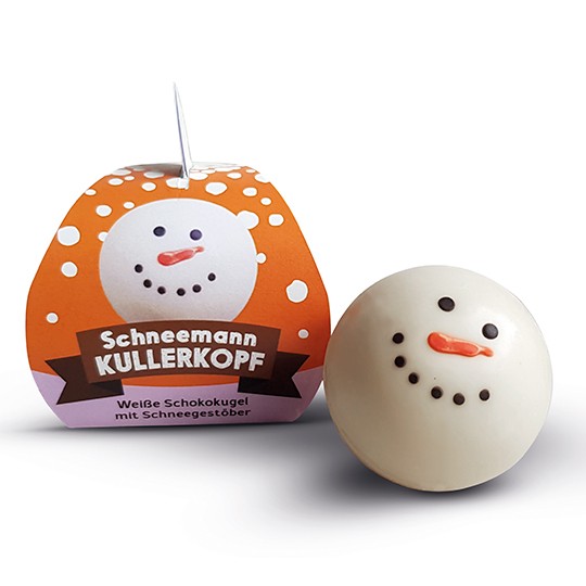 Liebeskummerpillen - Schneemann Kullerkopf - Schokokugel mit Mini-Marshmallows für heiße Schokolade