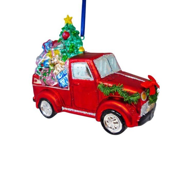 Gift Company - Weihnachtskugel Christbaum-Anhänger - Hänger Truck mit Weihnachtsbaum und Geschenken