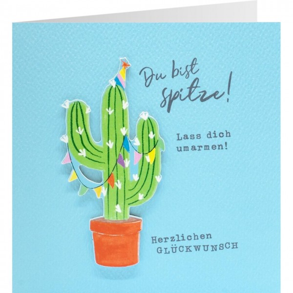 Gruss und Co - Karte Quadratisch Schön - Geburtstag Kaktus - Du bist spitze