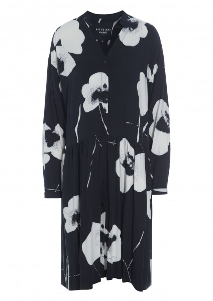 Bitte Kai Rand - Kleid mit Kragen - Dress Oki Flower - Blumen-Muster schwarz weiss