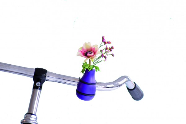 Fahrradvase Blumenvase - Holzvase Frieda - violett lila