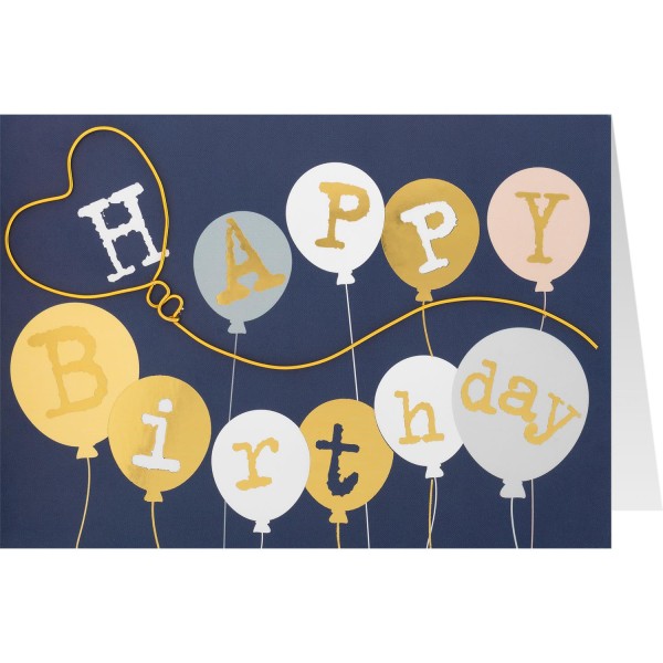Gruss und Co - Draht-Art-Card - Karte mit Draht-Applikation - Ballon Happy Birthday