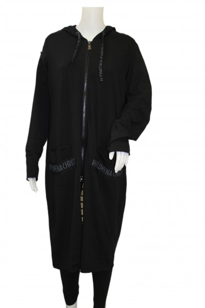 Philomena Christ - Mantel Kleid - black schwarz mit Cut am Rücken