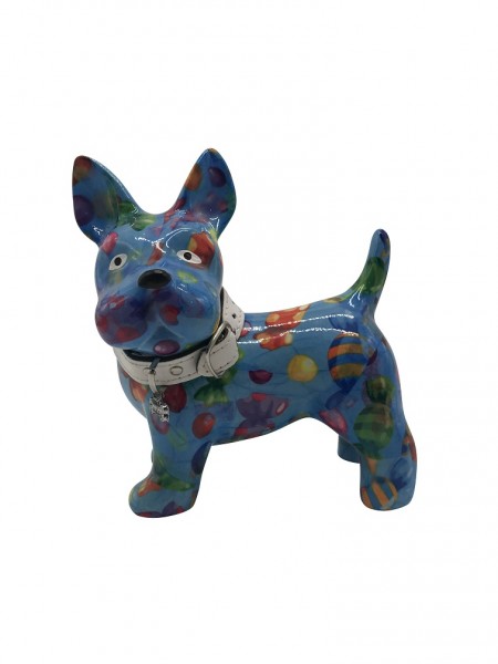 Spardose - Hund Boomer - blau mit Bonbons