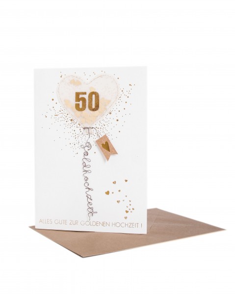 Karte - Luftballon Karte Glückwunschkarte Goldhochzeit Goldene Hochzeit - 50 Jahre
