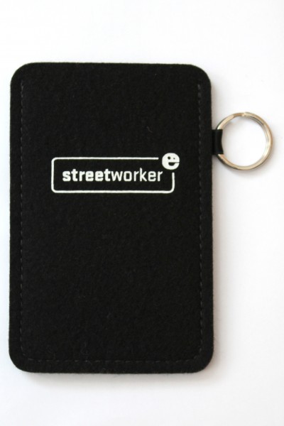 Handy-Hülle - Filz-Etui - Filz-Tasche mit Schlüsselring - Streetworker schwarz