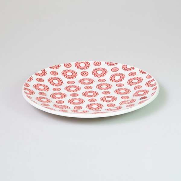 Dessert-Teller aus Porzellan - Kuchenteller Blumen rot Marienkäfer