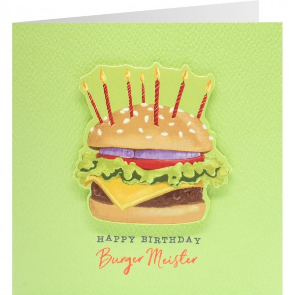 Gruss und Co - Karte Quadratisch Schön - Burger - Happy Birthday Burger Meister
