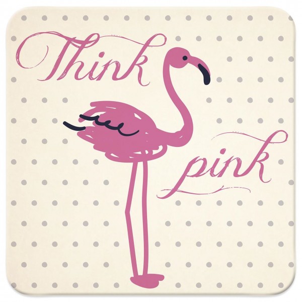 Gruss und Co - Kork-Untersetzer - Flamingo Think Pink