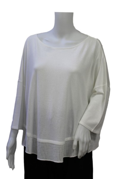 Philomena Christ - Poncho Pulli Shirt mit Lochoptik - white weiss