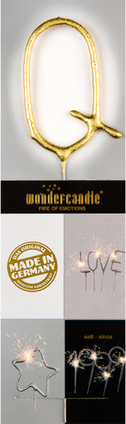 Wunderkerze - Wondercandle - Buchstabe Q - gold