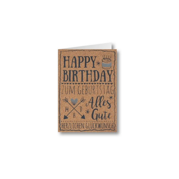 Gruss und Co - Kork-Karte - Happy Birthday - Pfeile