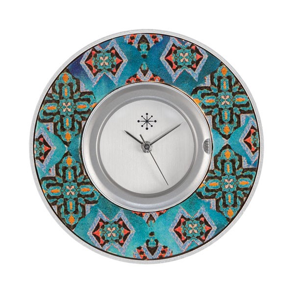 Deja Vu - Schmuckscheibe für Uhr - Kunst Design - Ornamente blau bunt Kd 27