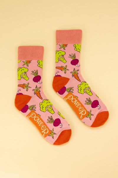 Powder Herren-Socken Strümpfe - Gentleman Happy Vegetable Socks - Gemüse rosa bunt