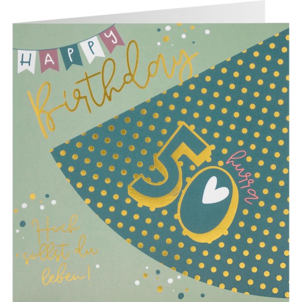 Gruss und Co - Partyhütchen-Karte - Karte mit Partyhut - Happy Birthday - 50. Geburtstag