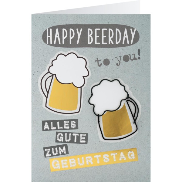 Gruss und Co - Draht-Art-Card - Karte mit Draht-Applikation - Happy Beerday Biergläser