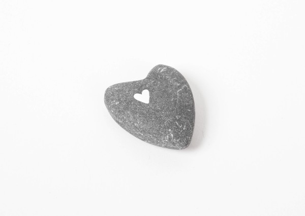 Kleines Marmorherz - Mini-Deko-Herz aus Marmor - Herz grau weiß