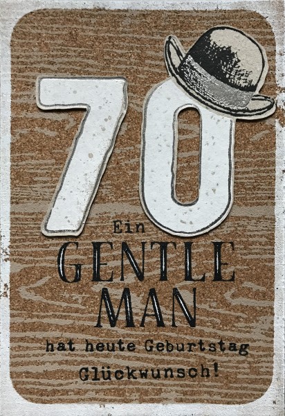 Gruss und Co - Kork-Karte - 70. Geburtstag - Gentleman
