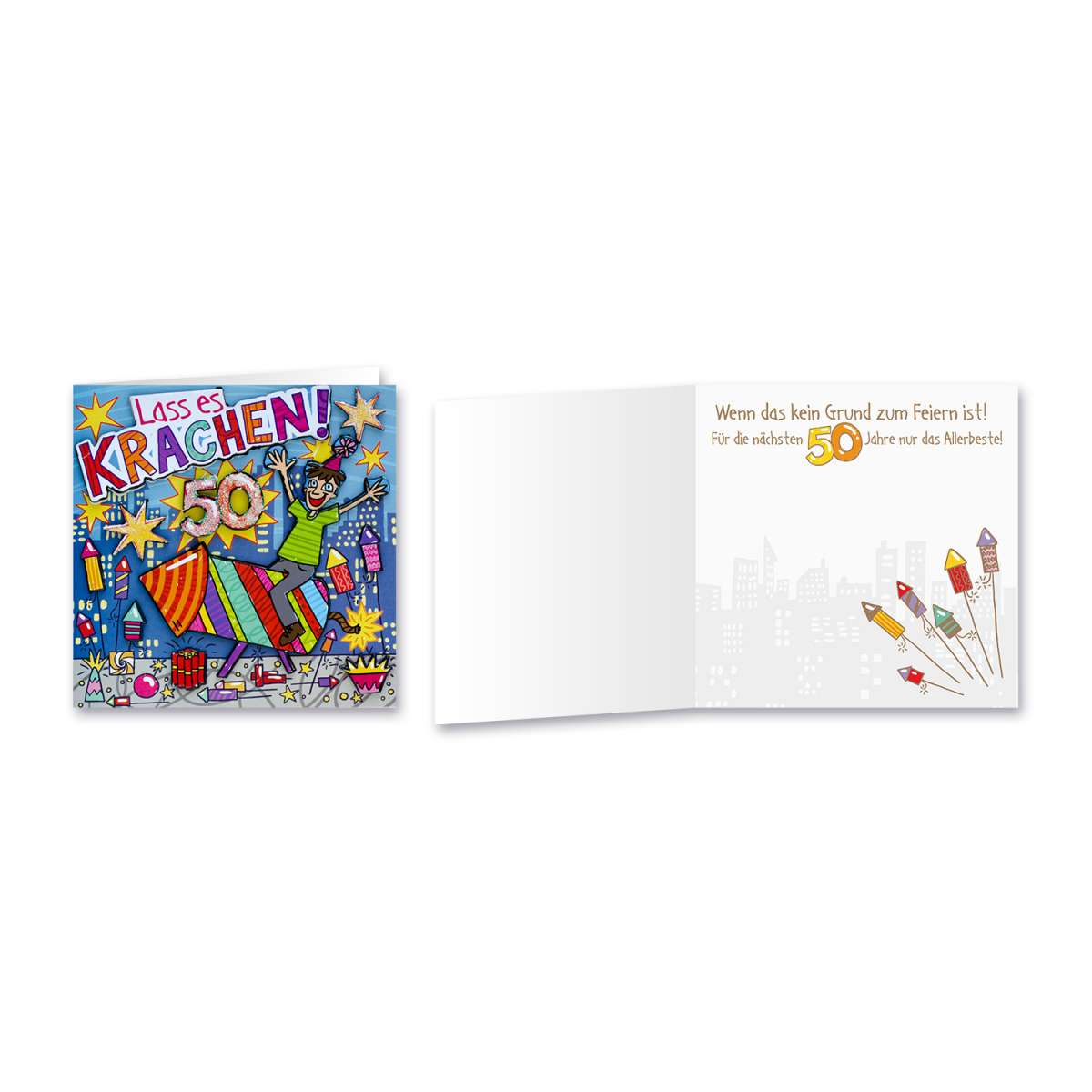 Geburtstagskarte Klappkarte Lass Es Krachen 50 Geburtstag Pigmento Kunst Design