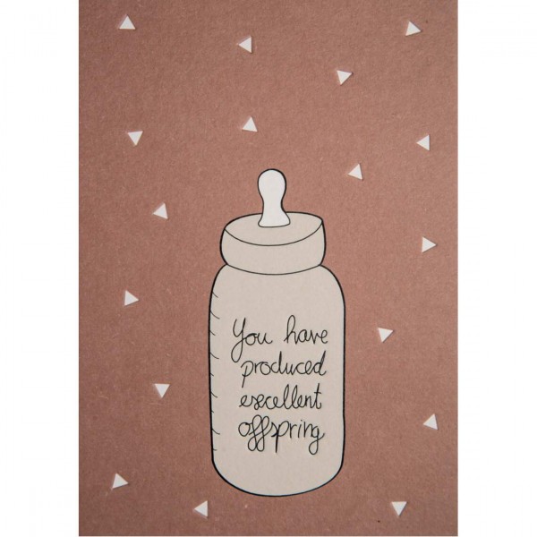 Räder - Postkarte Baby Geburt Milchflasche - you have produced excellent offspring