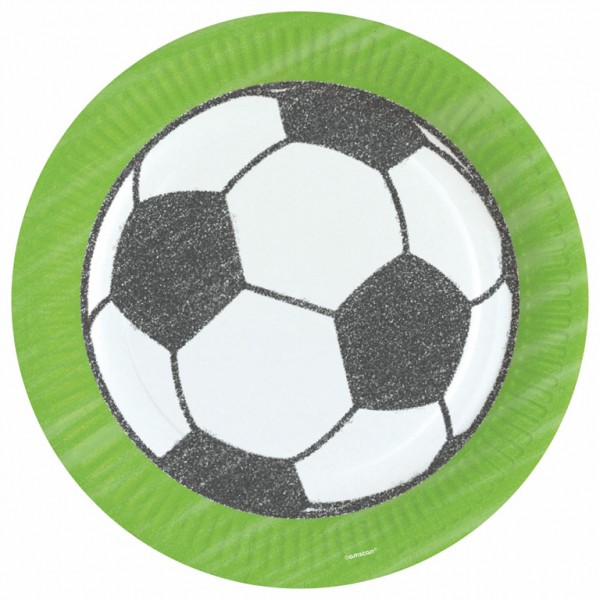 Pappteller Einweg-Teller Fußball-Design Kicker Party 8 Stück 23 cm