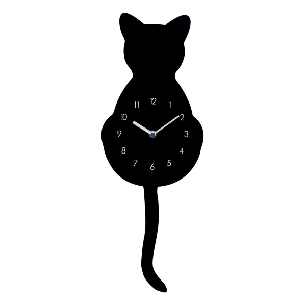 Pylones - Wanduhr Pendeluhr Katze - Dancing Clock - Dancing Cat - schwarz