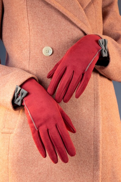 Powder - Wildleder-Handschuhe - Doris Faux Suede Gloves - berry rot dunkelgrau