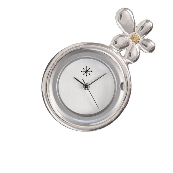 Deja Vu - Schmuckscheibe für Uhr - Silberscheibe - Blume bicolor Si 8