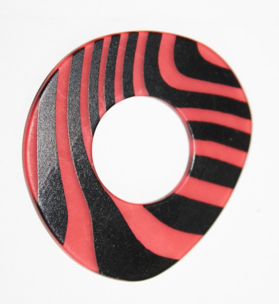 Deja Vu - Kunststoffscheibe Acryl für Uhr - rot schwarz gemustert assymmetrisch