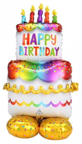 Airloonz - Stehender Folienballon Deko-Ballon XXL-Geburtstagstorte - Birthday Cake