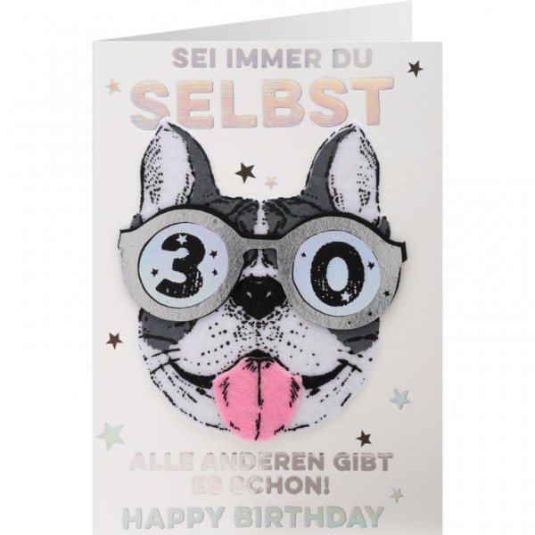 Gruss und Co - Filzkarte Geburtstag Französische Bulldogge - Happy Birthday
