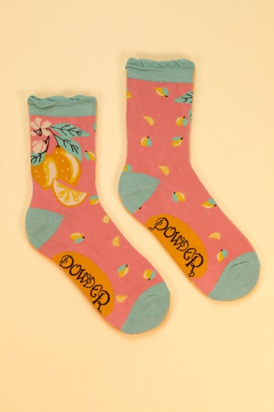 Powder Socken Strümpfe - Lovely Lemons Ankle Socks - Zitrone - pink