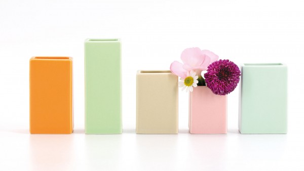 Remember - Mini-Vasen-Set aus Porzellan - bunt 5-teilig