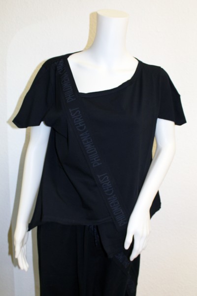 Philomena Christ - Shirt kurzarm mit Logoband - black schwarz