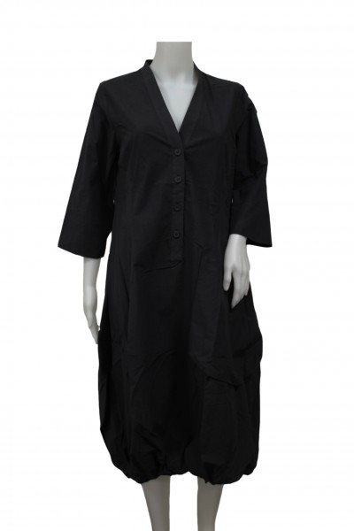 Alembika - Ballon-Kleid Baumwolle mit Knöpfen - black schwarz