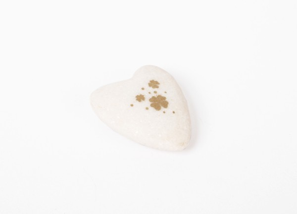 Kleines Marmorherz - Mini-Deko-Herz aus Marmor - Kleeblatt weiß gold