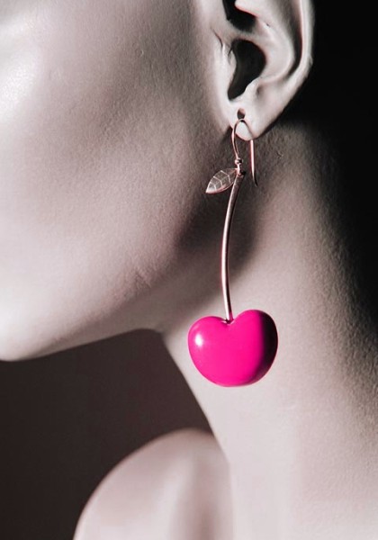 Tina Lilienthal - Ohrringe - Polyresin und Silber - Kirschen pink