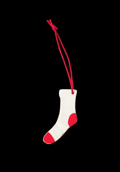 Mini Winterschmuck - Mini-Porzellan-Anhänger Christbaumschmuck Weihnachten - Socke