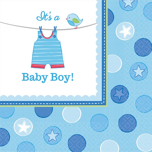 Servietten Geburt Taufe Baby Shower - Baby Boy Junge - 16 Stück