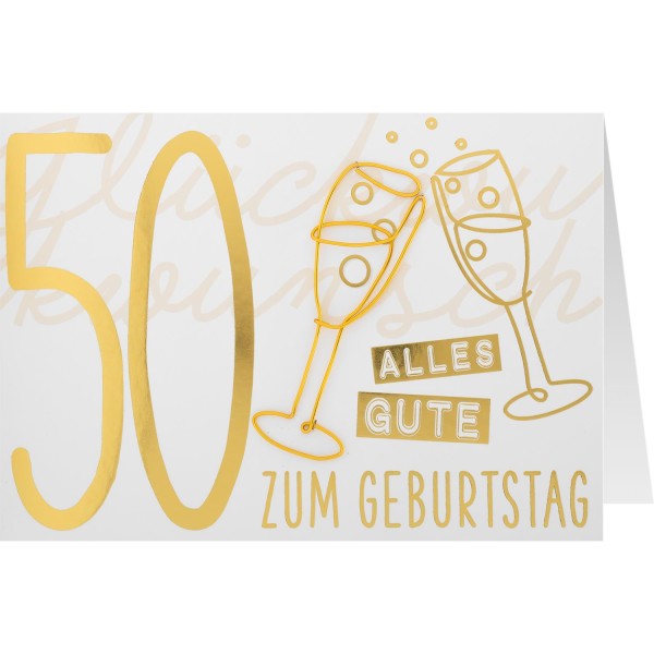 Gruss und Co - Draht-Art-Card - Karte mit Draht-Applikation - 50. Geburtstag