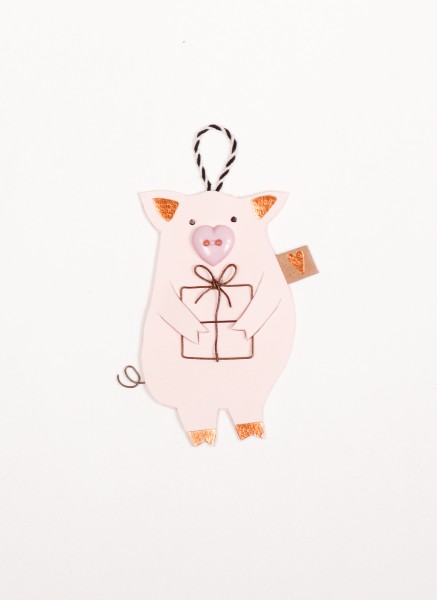 Glücksschweinchen - Schweinchen-Anhänger aus Papier mit Draht-Element - Geschenk