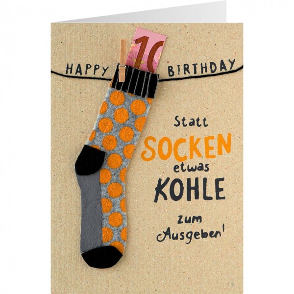 Gruss und Co - Filzkarte Geburtstag Geldgeschenk - Socken