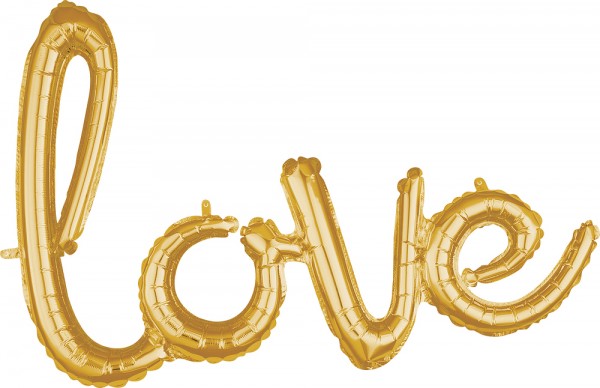 Folienballon zum Aufhängen Schriftzug - Script Phase - Love gold