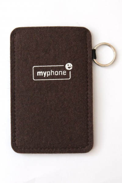 Handy-Hülle - Filz-Etui - Filz-Tasche mit Schlüsselring - myPhone braun