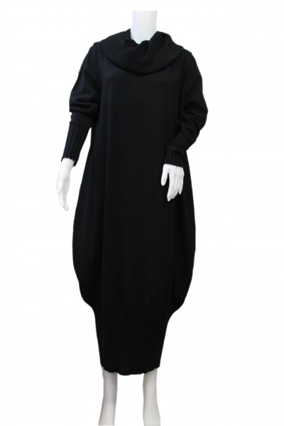 Philomena Christ - Kleid Rippe mit Rollkragen - schwarz
