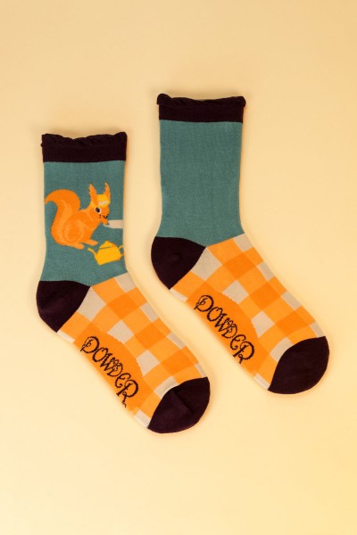 Powder Socken Strümpfe - Teatime Squirrel Ankle Socks - Eichhörnchen - orange